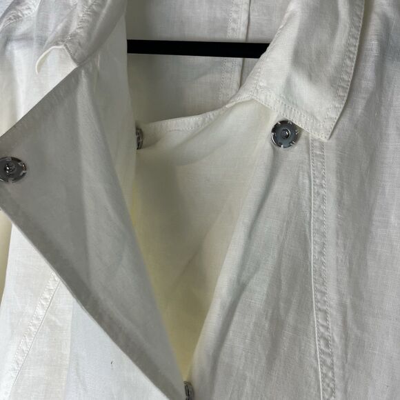 Eileen Fisher White Organic Linen Jacket Snaps Medium Oversized Lagenlook - Picture 5 of 10